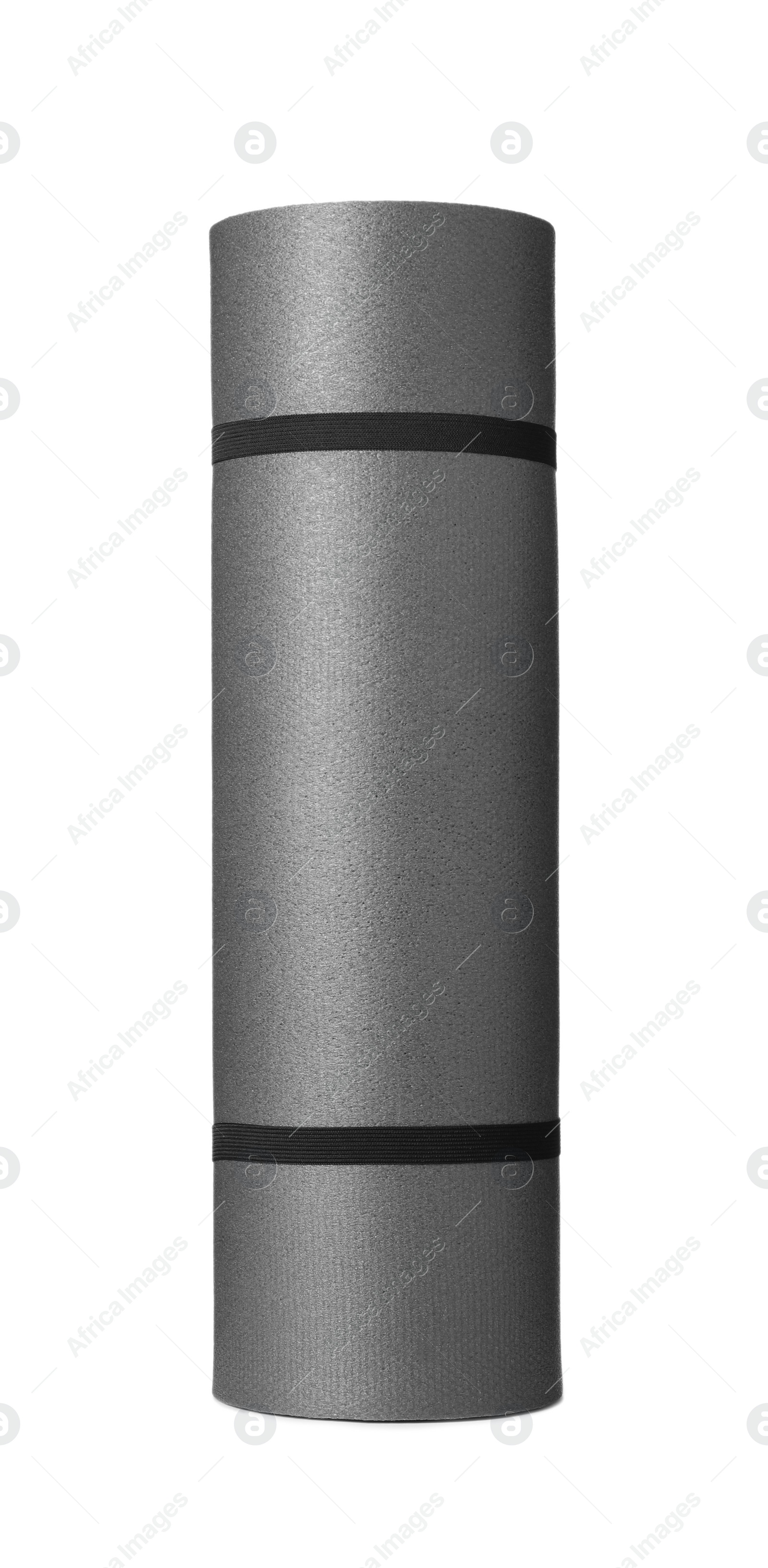 Rolled grey camping mat isolated on white Photo of Rolled grey camping mat isolated on white