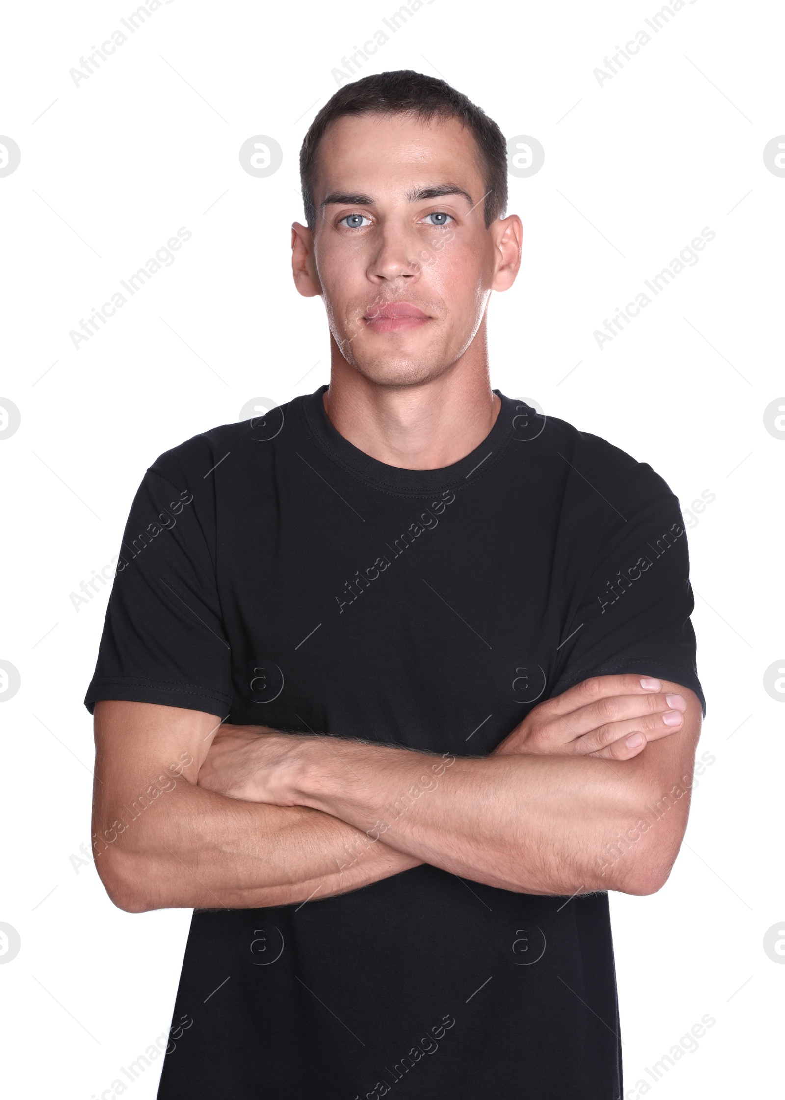 Portrait of personal trainer on white background. Gym instructor Photo of Portrait of personal trainer on white background. Gym instructor