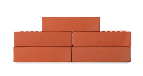 Many red bricks on white background. Building material Photo of Many red bricks on white background. Building material