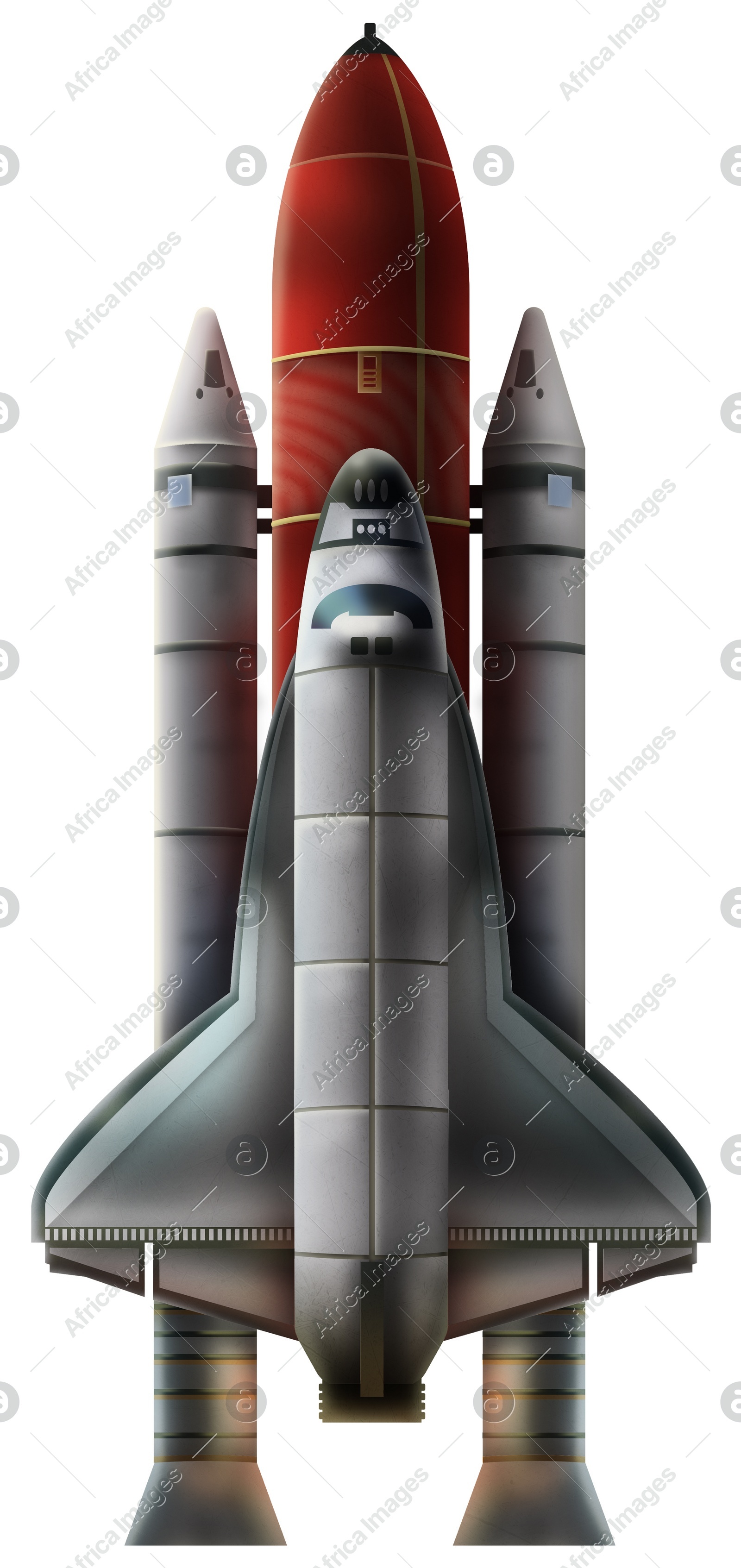 Illustration of rocket with shuttle on white background Illustration of rocket with shuttle on white background
