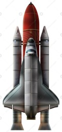 Illustration of rocket with shuttle on white background Illustration of rocket with shuttle on white background