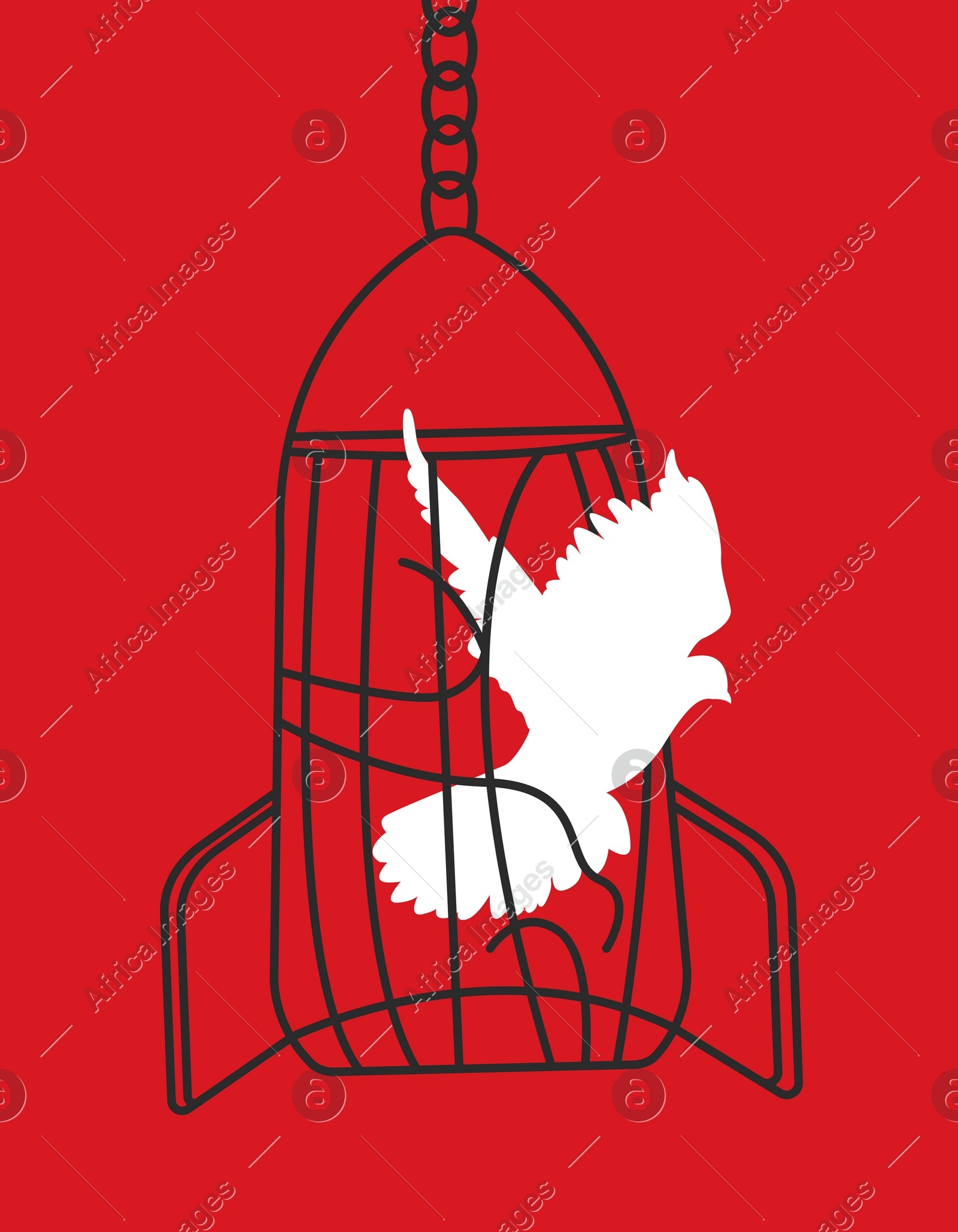 Prevent nuclear war. White dove as symbol of peace breaking out of atomic weapon shaped cage on red background, illustration Illustration of Prevent nuclear war. White dove as symbol of peace breaking out of atomic weapon shaped cage on red background, illustration