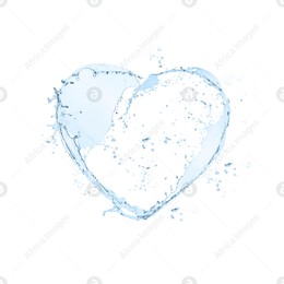 Illustration of Splash of fresh water in shape of heart isolated on white