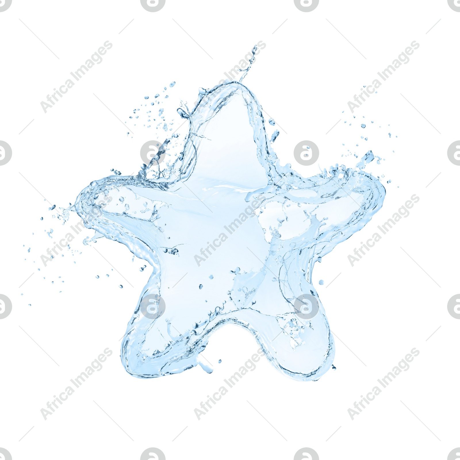 Splash of fresh water in shape of star isolated on white Illustration of Splash of fresh water in shape of star isolated on white
