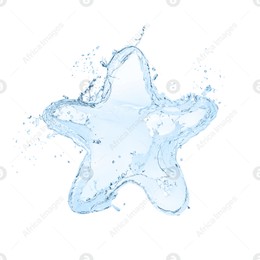 Splash of fresh water in shape of star isolated on white Illustration of Splash of fresh water in shape of star isolated on white