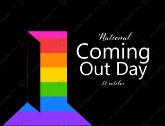 National Coming Out Day, 11 October. Open door showing light in pride flag colors, illustration Illustration of National Coming Out Day, 11 October. Open door showing light in pride flag colors, illustration