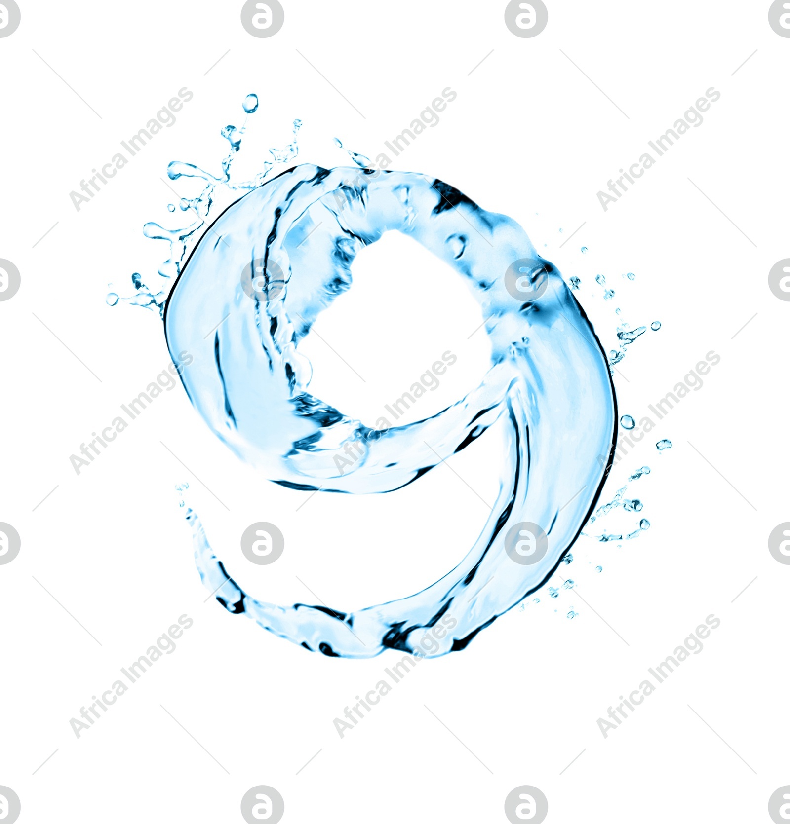 Number nine made of water on white background Illustration of Number nine made of water on white background