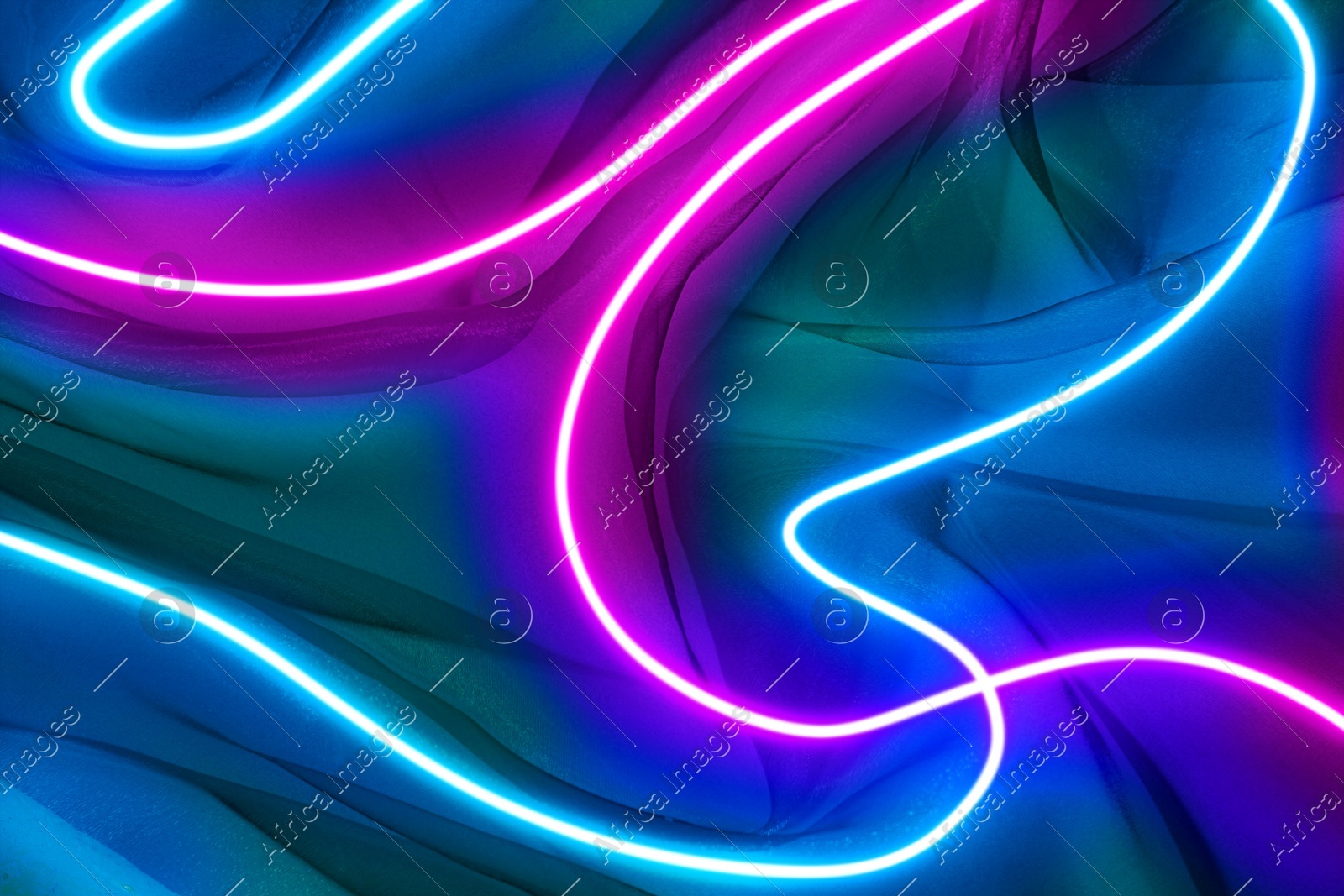 Futuristic design. Curved neon lines on colorful abstract background Illustration of Futuristic design. Curved neon lines on colorful abstract background