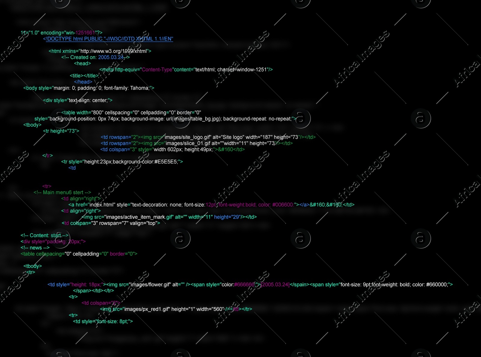 Source code written in programming language on black background Illustration of Source code written in programming language on black background