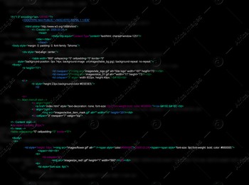 Source code written in programming language on black background Illustration of Source code written in programming language on black background