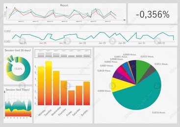 Different colorful graphs with statistic information. Illustration Illustration of Different colorful graphs with statistic information. Illustration