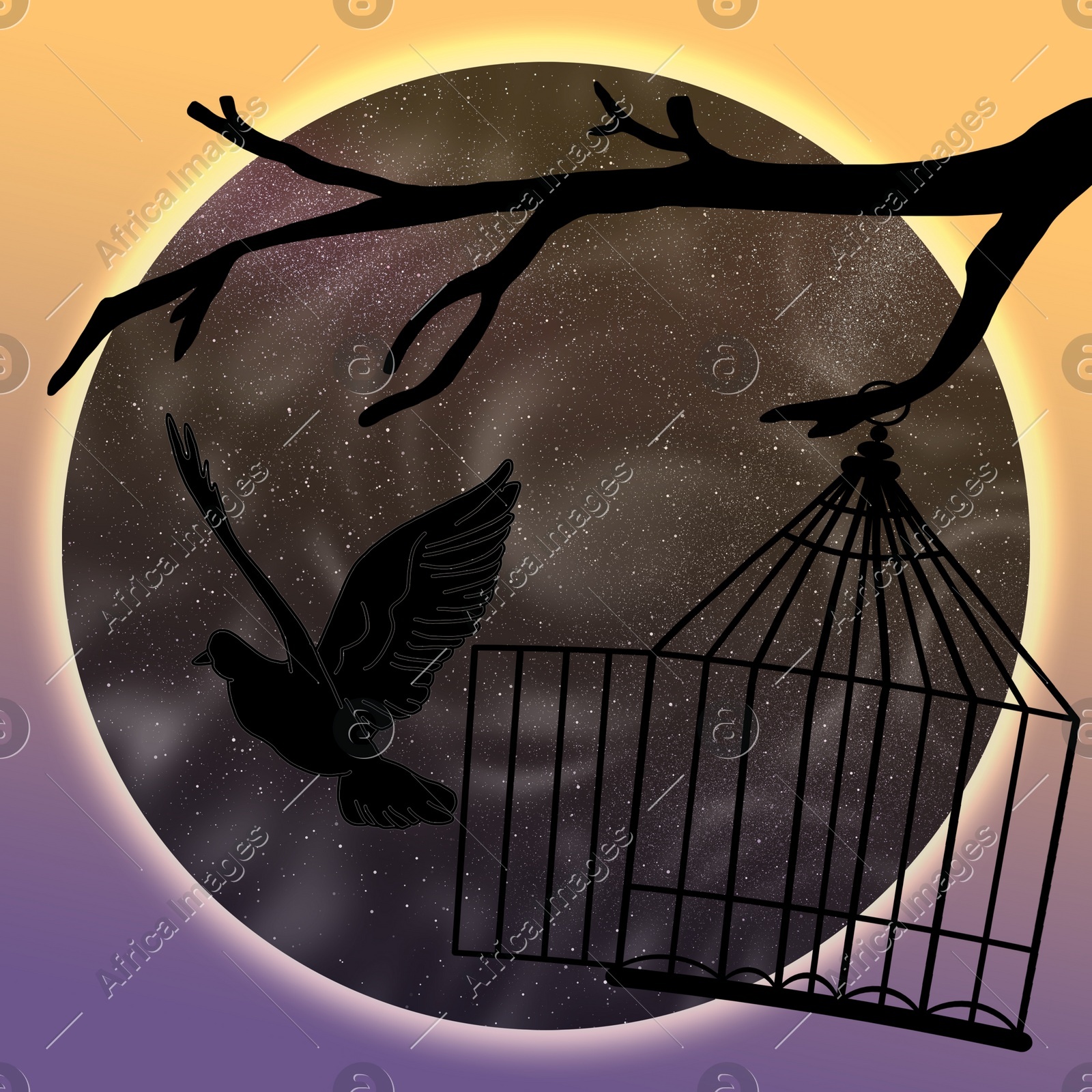 Beautiful illustration demonstrating sense of freedom. Bird leaving cage Illustration of Beautiful illustration demonstrating sense of freedom. Bird leaving cage
