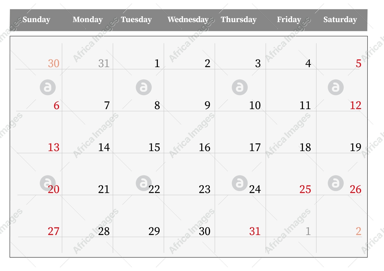 Minimalist monthly calendar design on white background Illustration of Minimalist monthly calendar design on white background