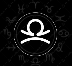Libra astrological sign and zodiac wheel on black background. Illustration Illustration of Libra astrological sign and zodiac wheel on black background. Illustration