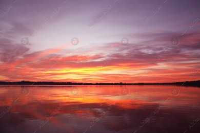 Picturesque view of beautiful sunset over river. Nature healing power Photo of Picturesque view of beautiful sunset over river. Nature healing power