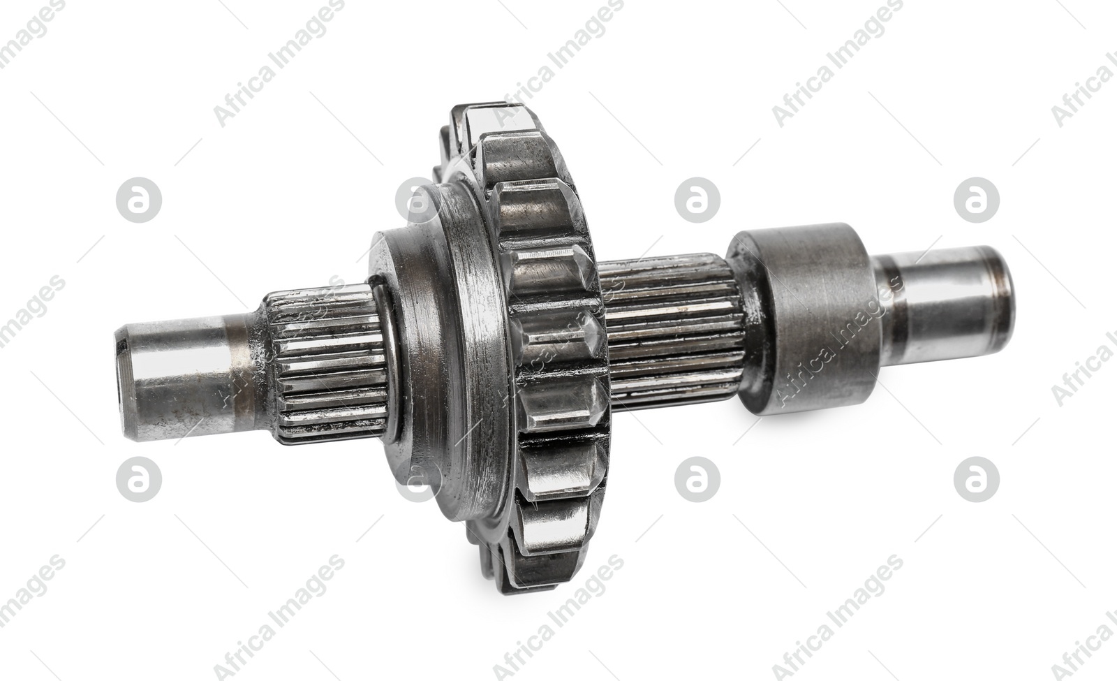 Stainless spur gear shaft isolated on white, top view Photo of Stainless spur gear shaft isolated on white, top view