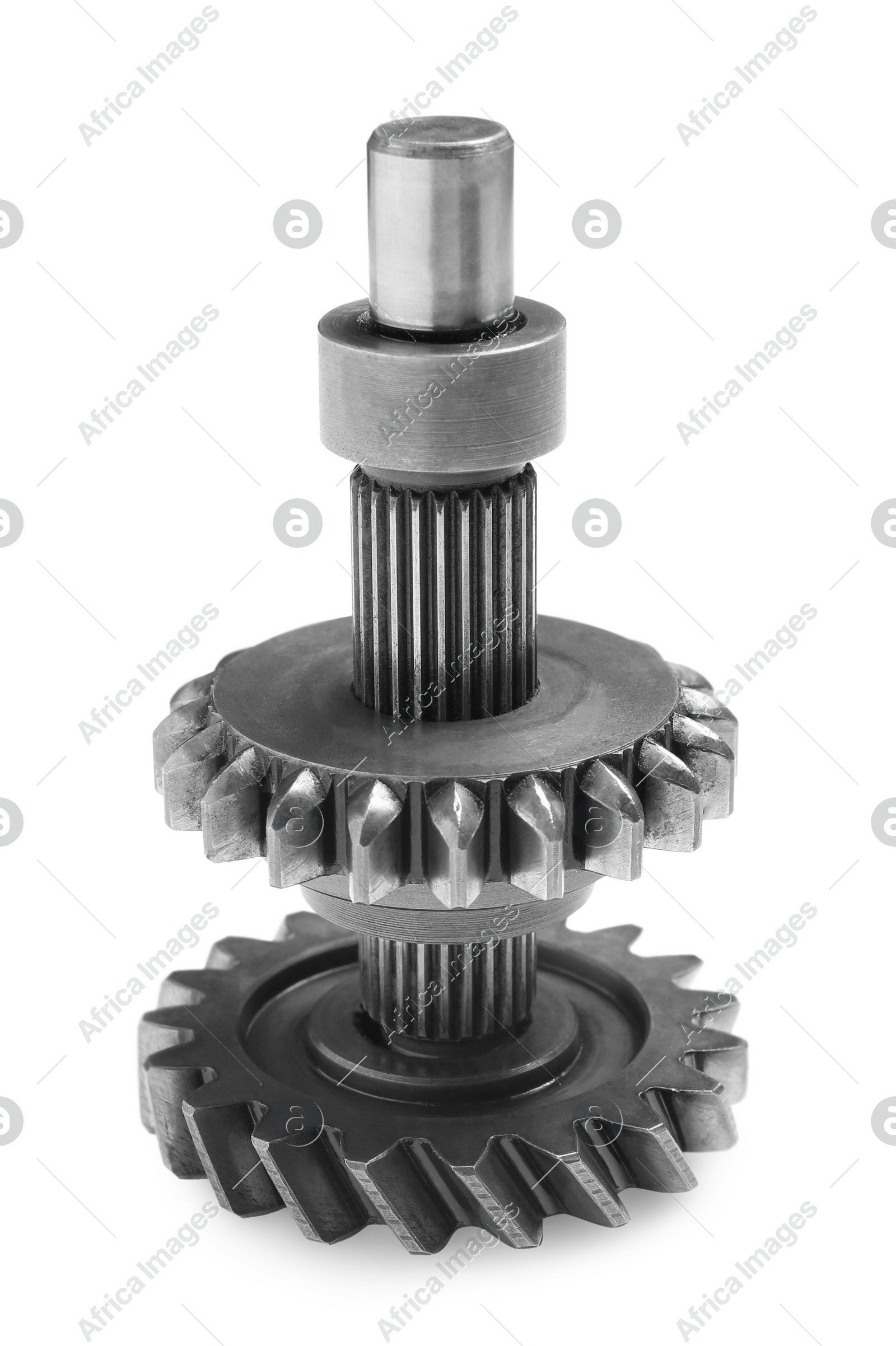 New mechanical transmission gear isolated on white Photo of New mechanical transmission gear isolated on white