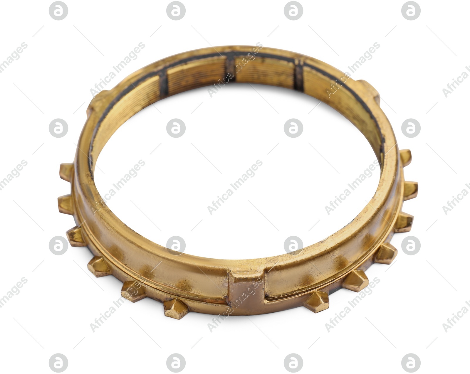 New stainless steel gear on white background Photo of New stainless steel gear on white background