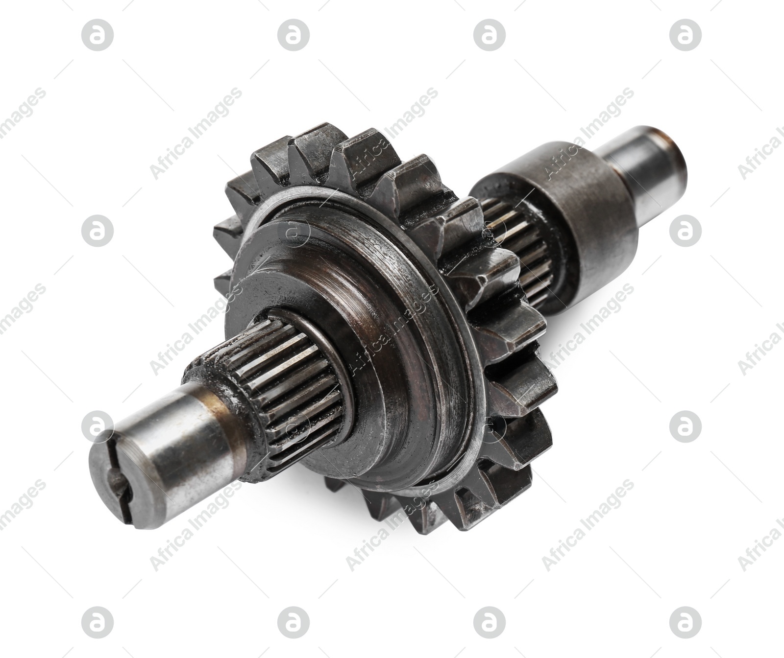 Stainless spur gear shaft isolated on white Photo of Stainless spur gear shaft isolated on white
