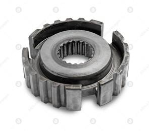 New stainless steel gear on white background Photo of New stainless steel gear on white background