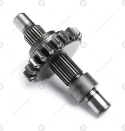 Stainless spur gear shaft isolated on white Photo of Stainless spur gear shaft isolated on white