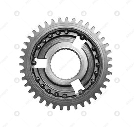 Stainless steel gear isolated on white, top view Photo of Stainless steel gear isolated on white, top view