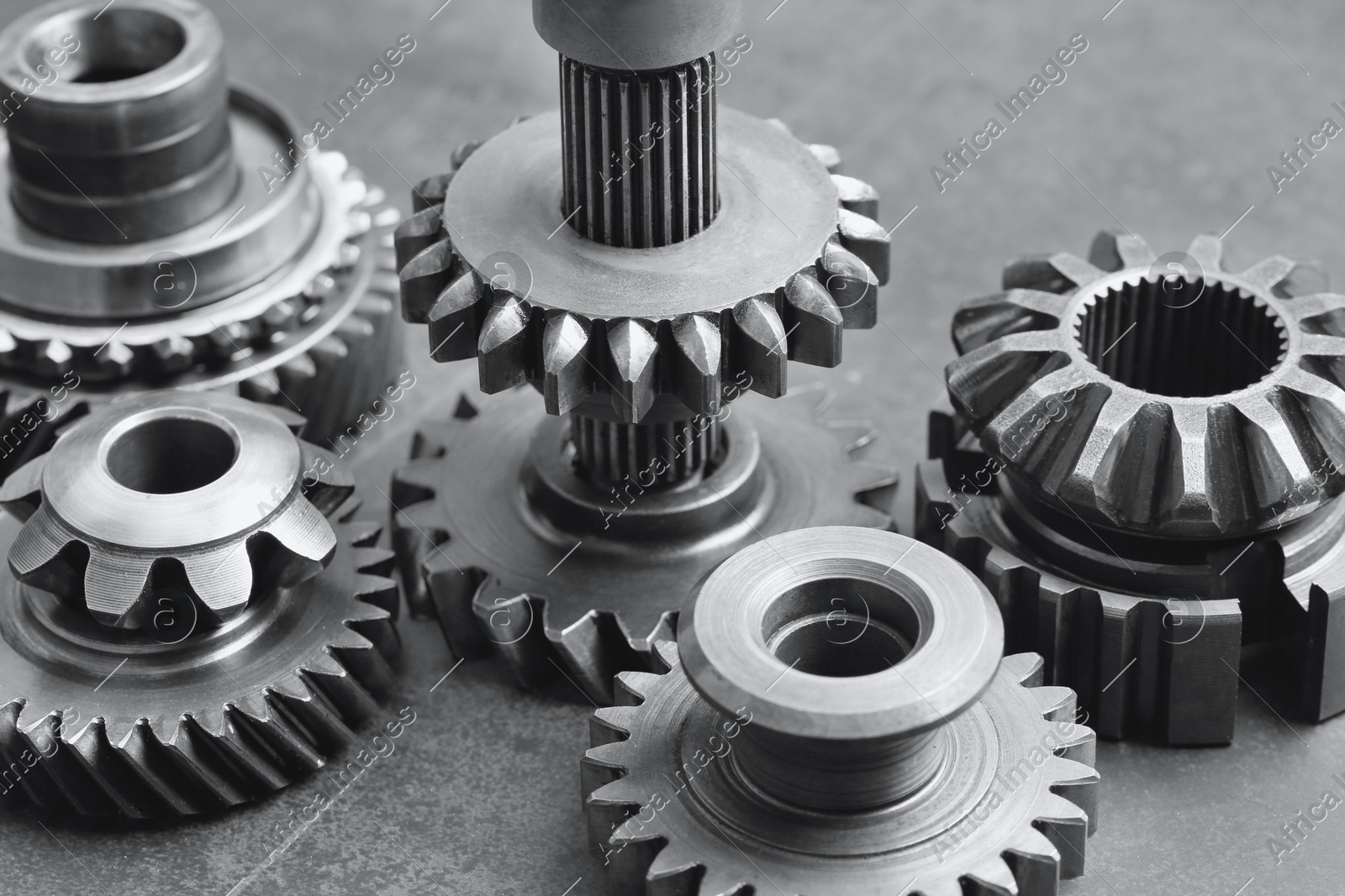 Different stainless steel gears on background, closeup Photo of Different stainless steel gears on background, closeup