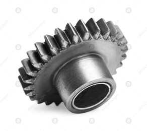 New stainless steel gear on white background Photo of New stainless steel gear on white background