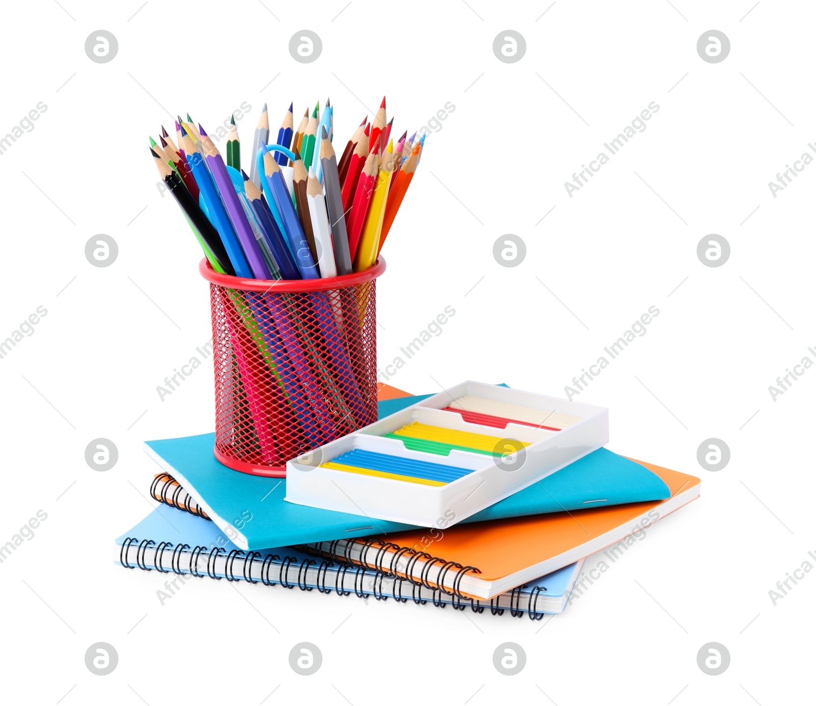 Different school stationery on white background. Back to school Photo of Different school stationery on white background. Back to school