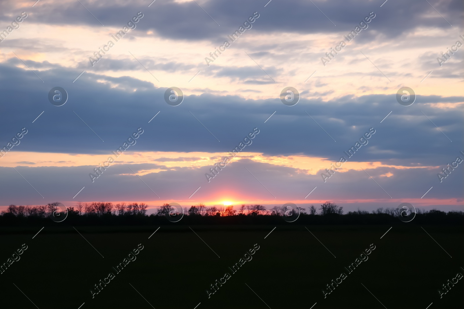 Picturesque view of beautiful countryside at sunset Photo of Picturesque view of beautiful countryside at sunset