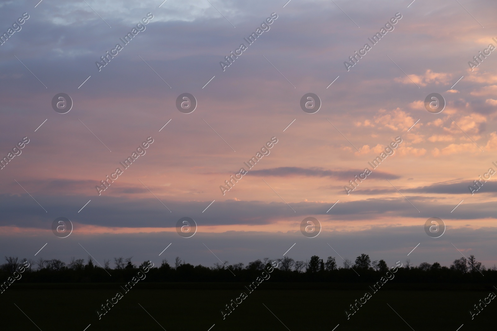 Picturesque view of beautiful countryside at sunset Photo of Picturesque view of beautiful countryside at sunset