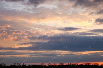 Picturesque view of beautiful countryside at sunset Photo of Picturesque view of beautiful countryside at sunset