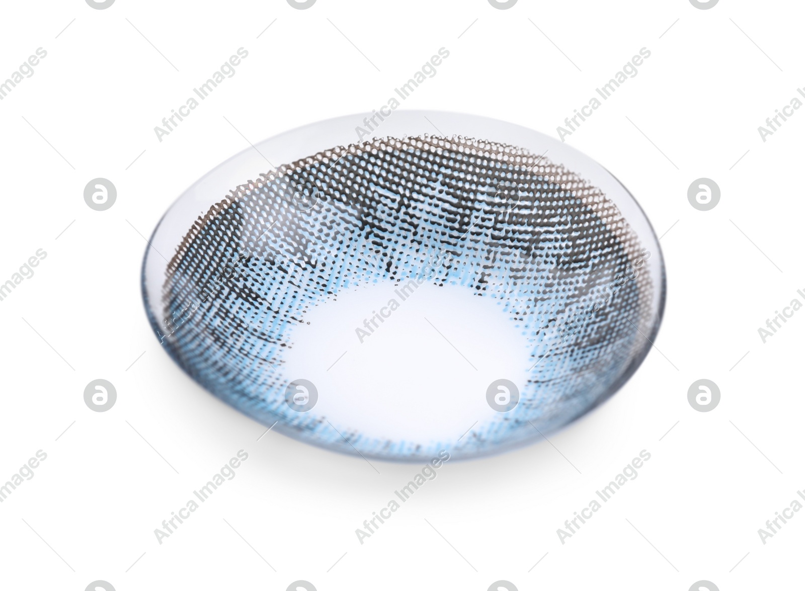 One blue contact lens isolated on white Photo of One blue contact lens isolated on white