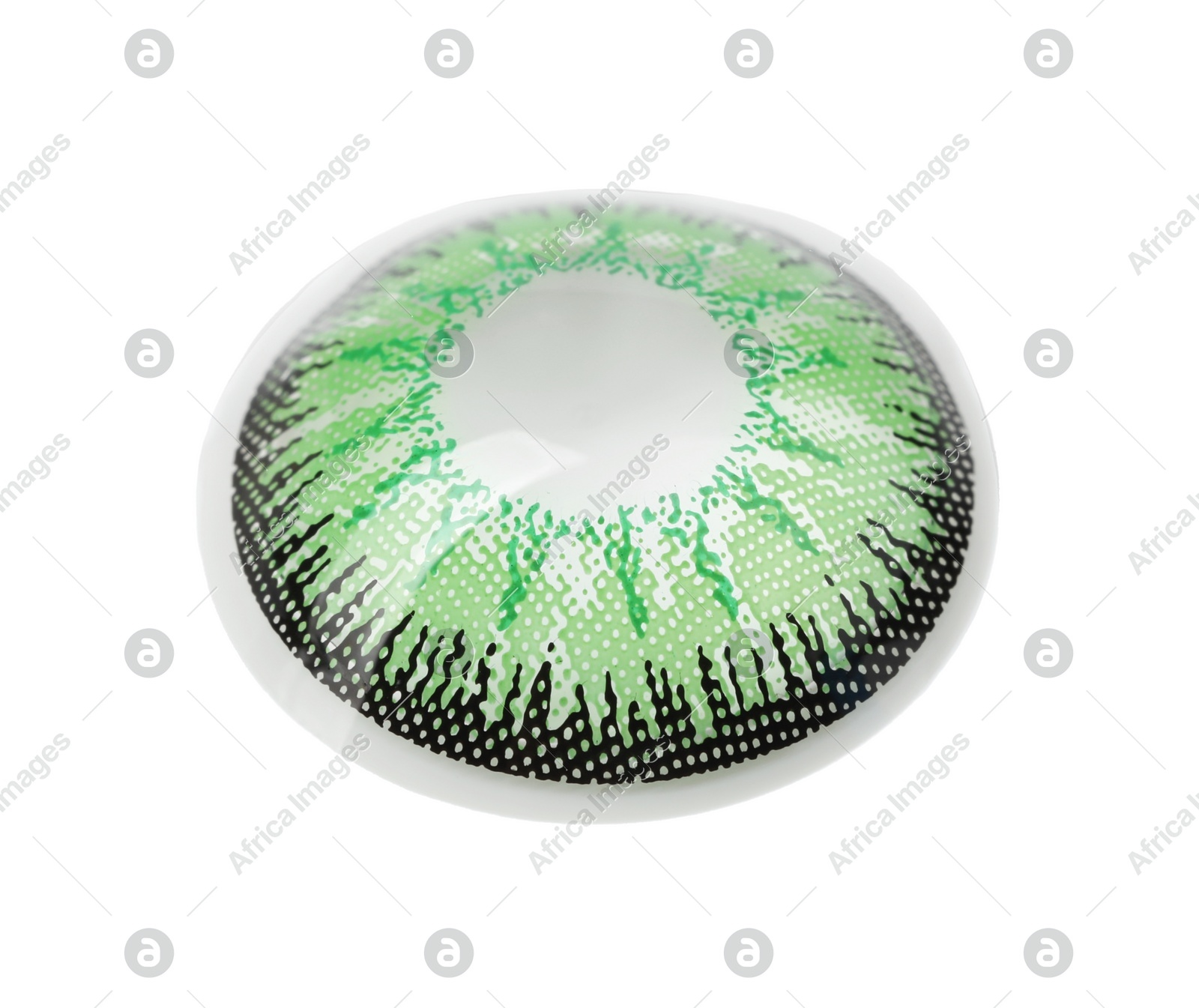 One green contact lens isolated on white Photo of One green contact lens isolated on white