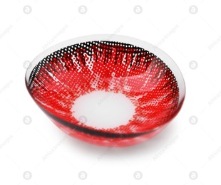 One red contact lens isolated on white Photo of One red contact lens isolated on white