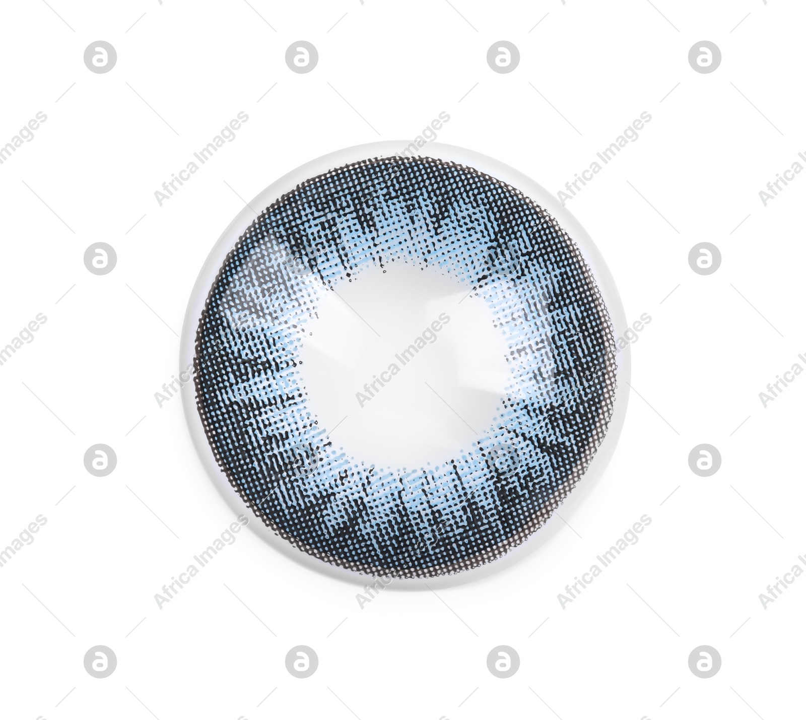 Blue contact lens isolated on white, top view Photo of Blue contact lens isolated on white, top view