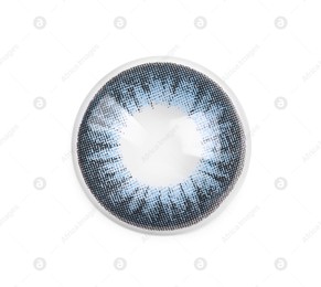 Blue contact lens isolated on white, top view Photo of Blue contact lens isolated on white, top view