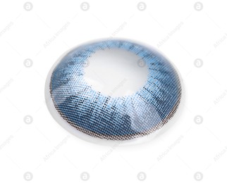 One blue contact lens isolated on white Photo of One blue contact lens isolated on white