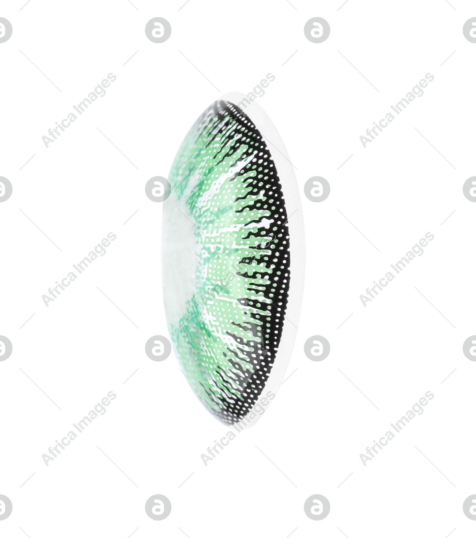 One green contact lens isolated on white Photo of One green contact lens isolated on white