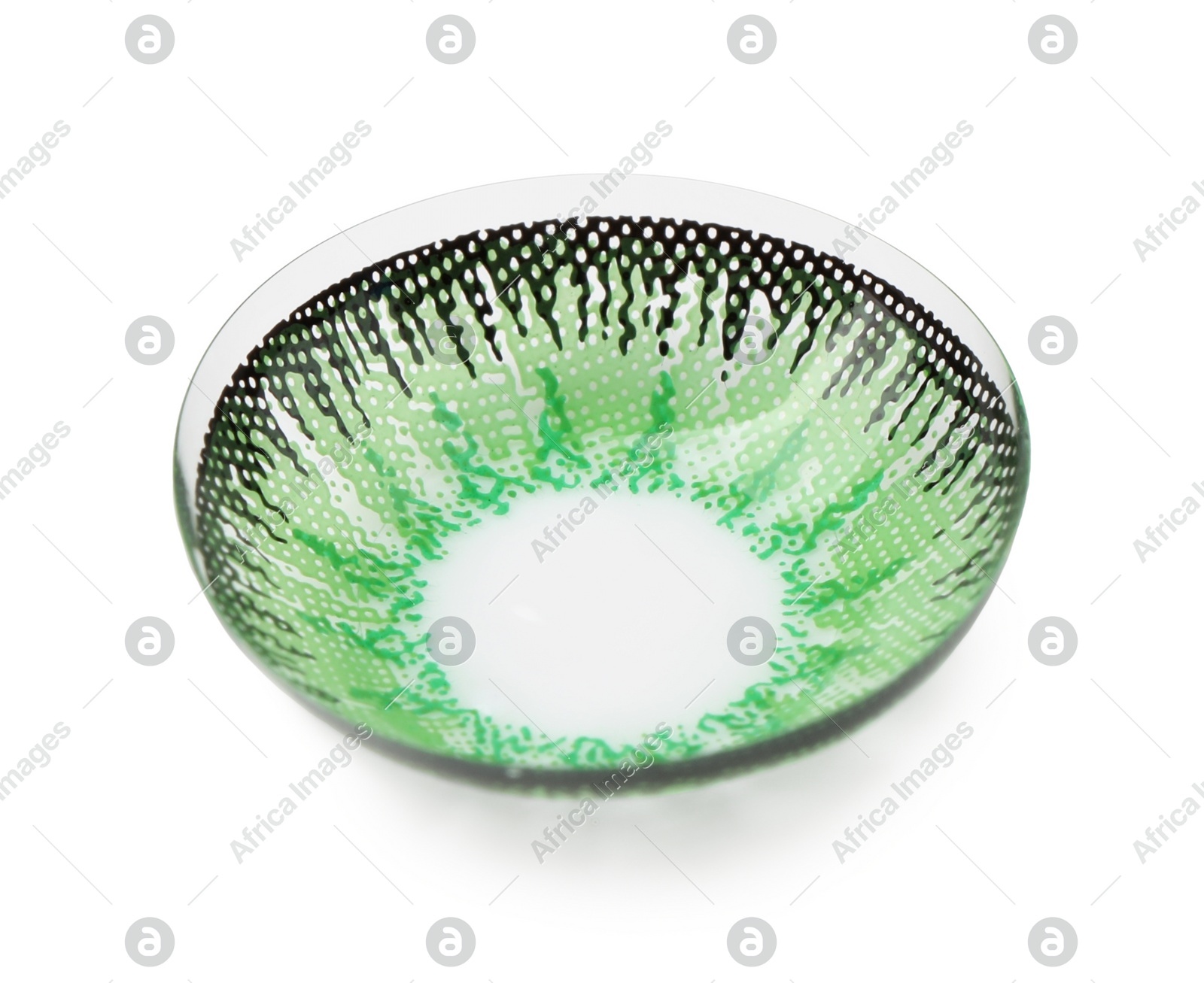 One green contact lens isolated on white Photo of One green contact lens isolated on white