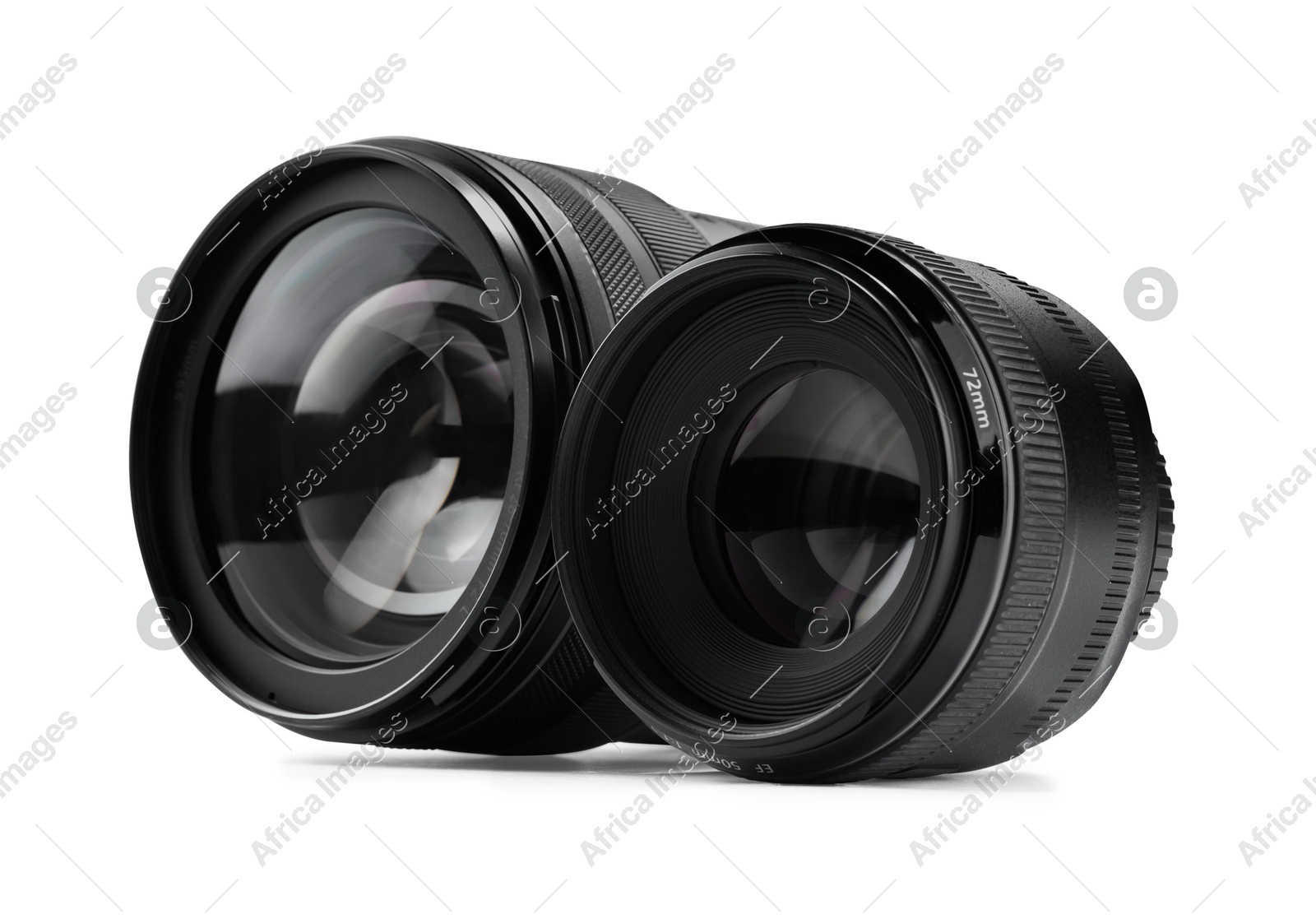 Camera lens isolated on white. Photographer's equipment Photo of Camera lens isolated on white. Photographer's equipment
