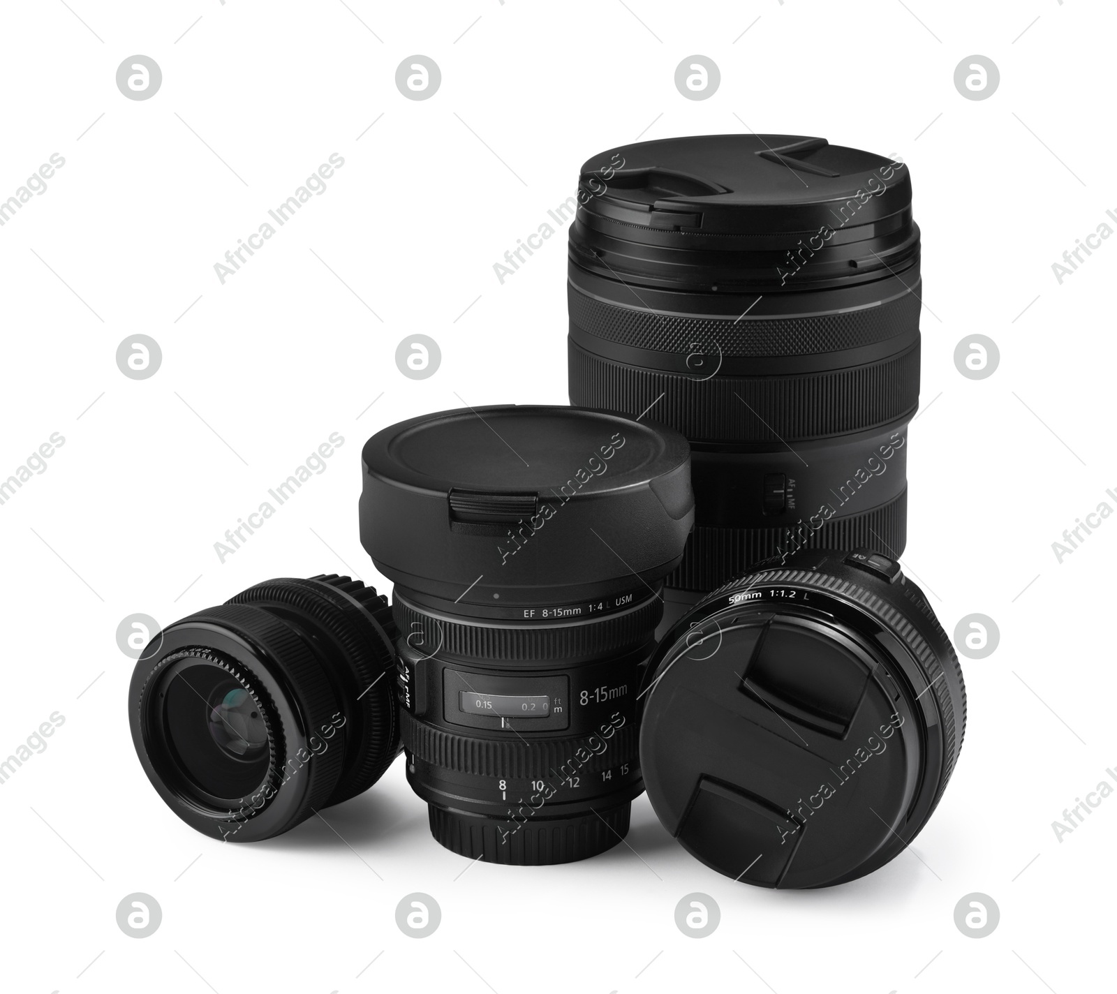 Camera lens isolated on white. Photographer's equipment Photo of Camera lens isolated on white. Photographer's equipment