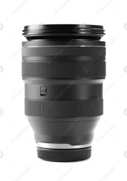 Camera lens isolated on white. Photographer's equipment Photo of Camera lens isolated on white. Photographer's equipment
