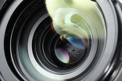 Lens of professional camera, closeup. Photographer's equipment Photo of Lens of professional camera, closeup. Photographer's equipment
