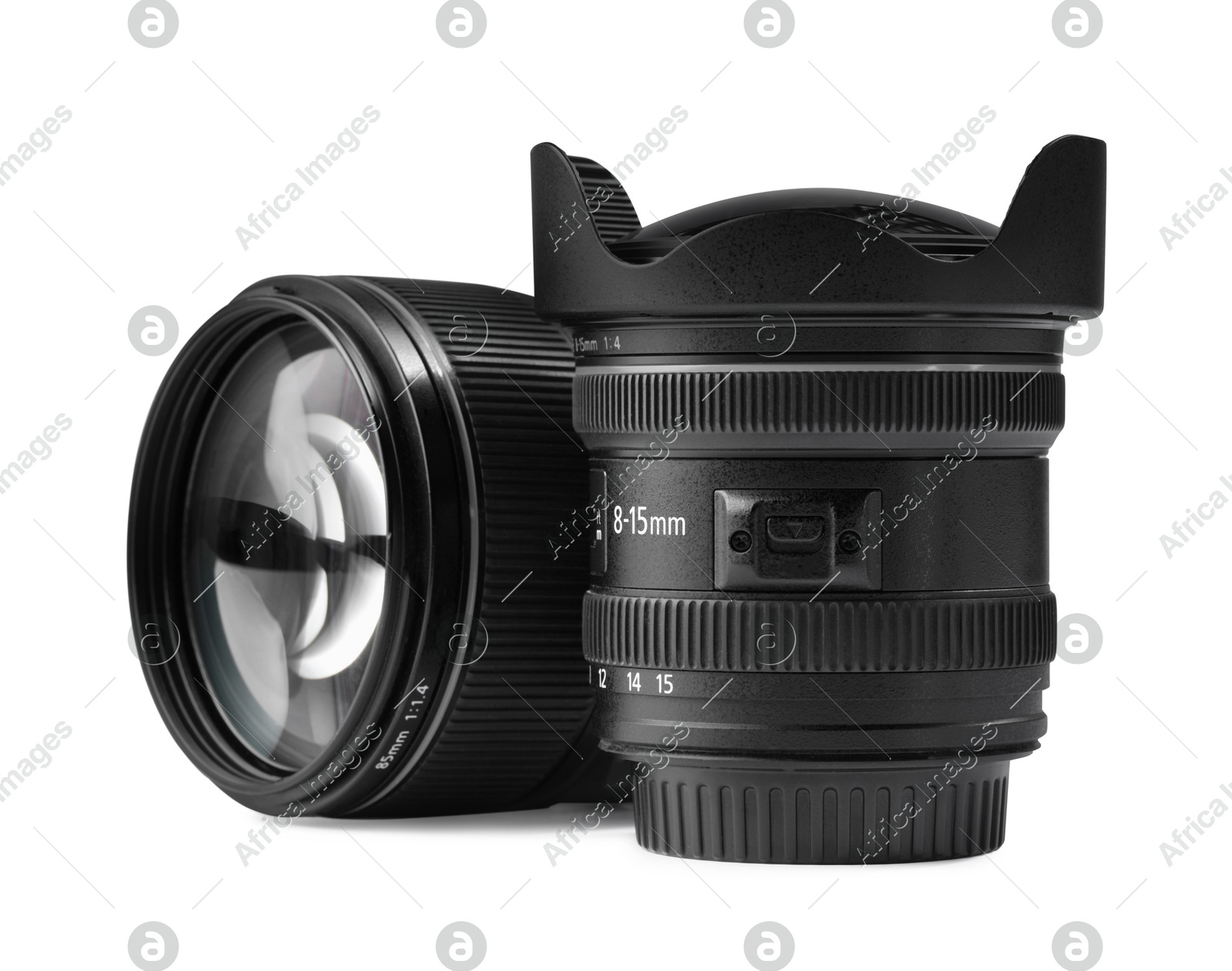 Camera lens isolated on white. Photographer's equipment Photo of Camera lens isolated on white. Photographer's equipment