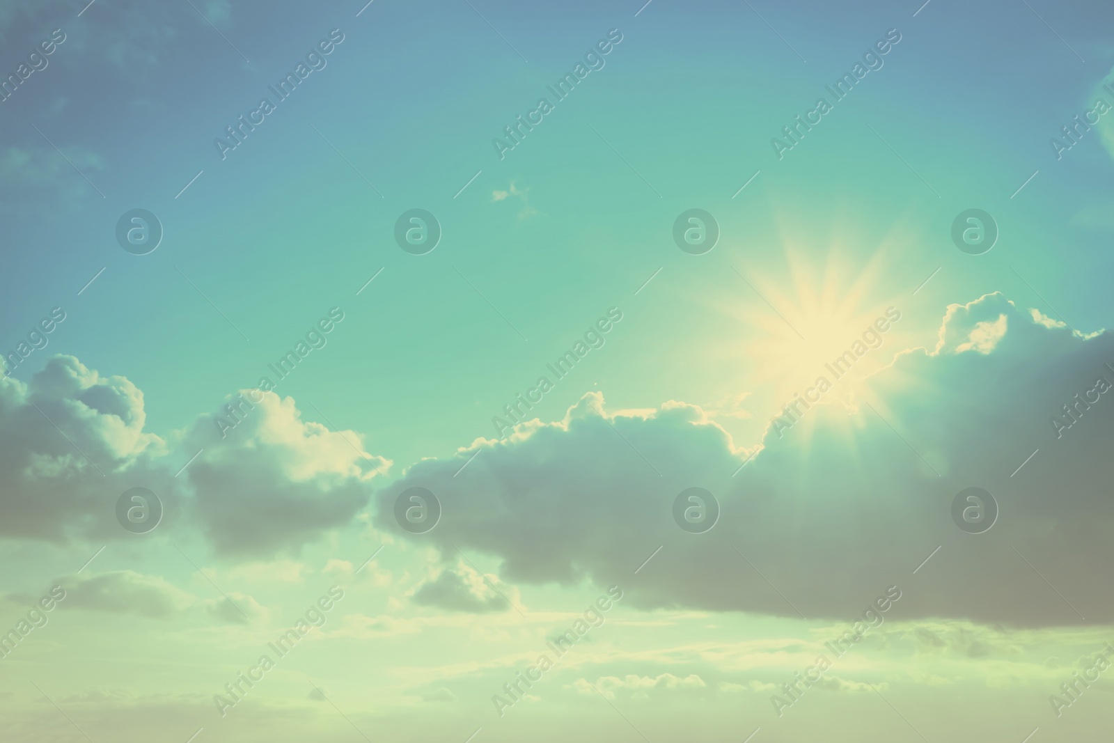 View of beautiful sky with clouds. Retro style filter Image of View of beautiful sky with clouds. Retro style filter