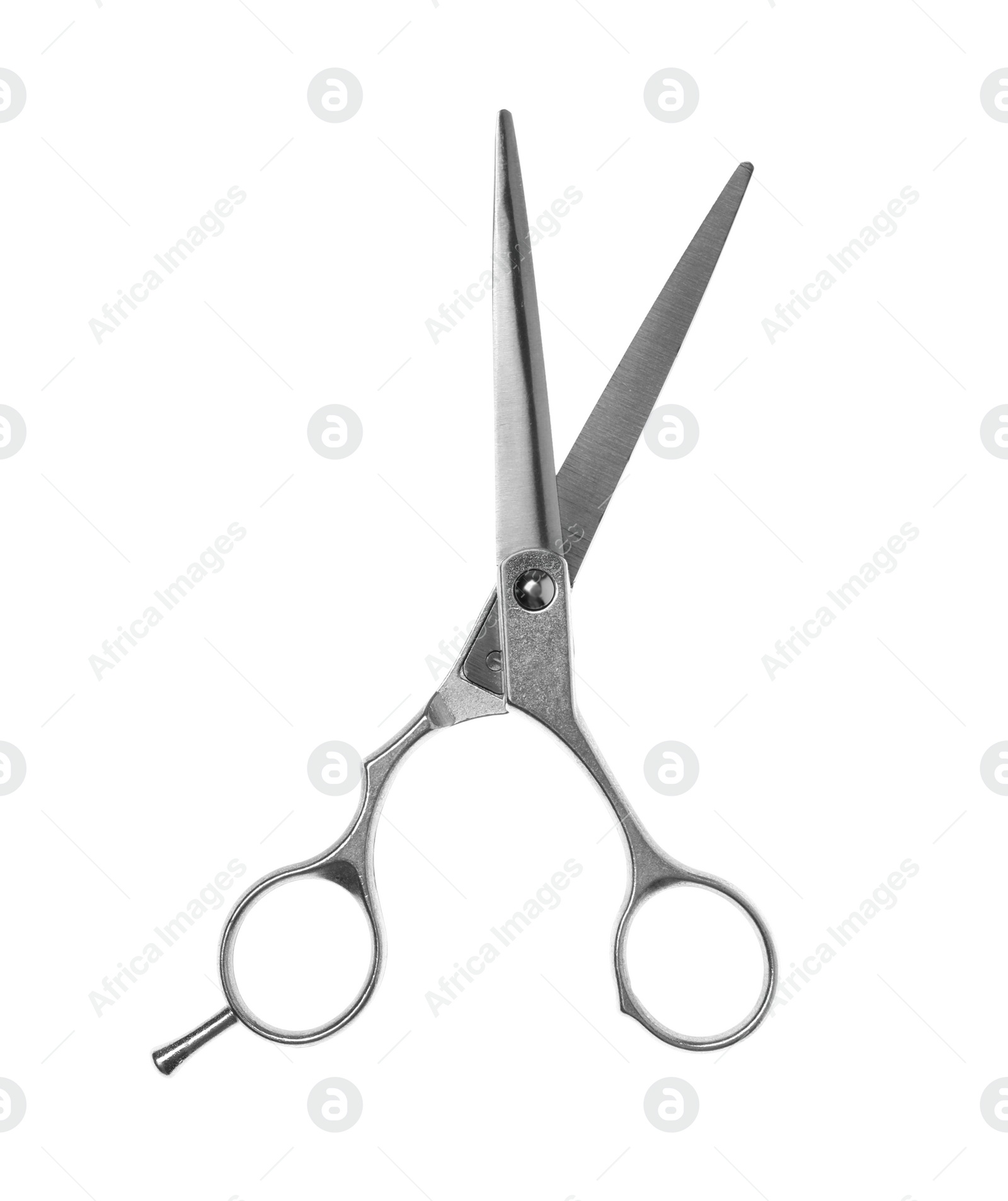 Professional hairdresser scissors isolated on white. Haircut tool Photo of Professional hairdresser scissors isolated on white. Haircut tool