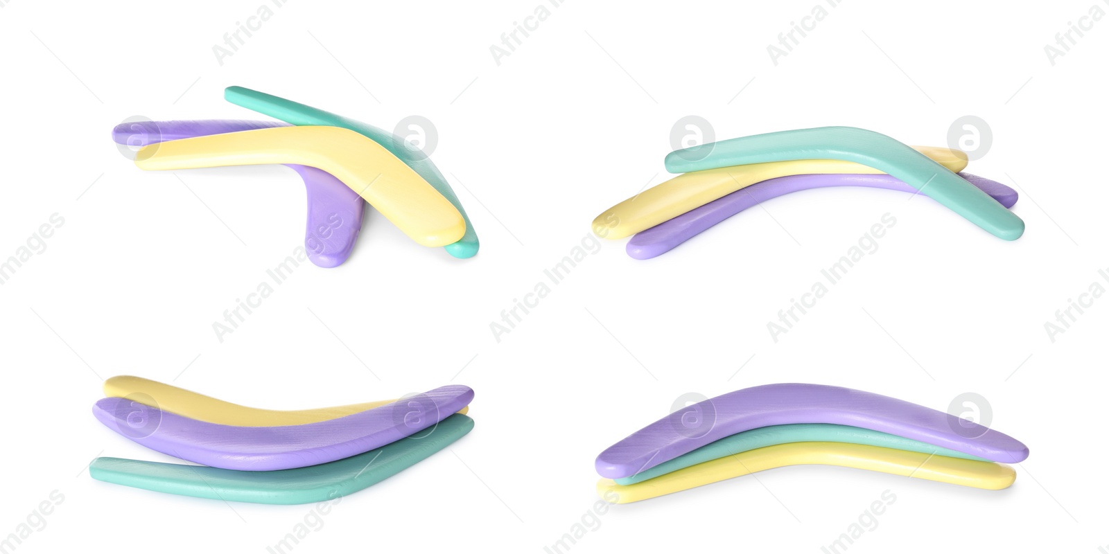 Set with different boomerangs on white background. Banner design Image of Set with different boomerangs on white background. Banner design