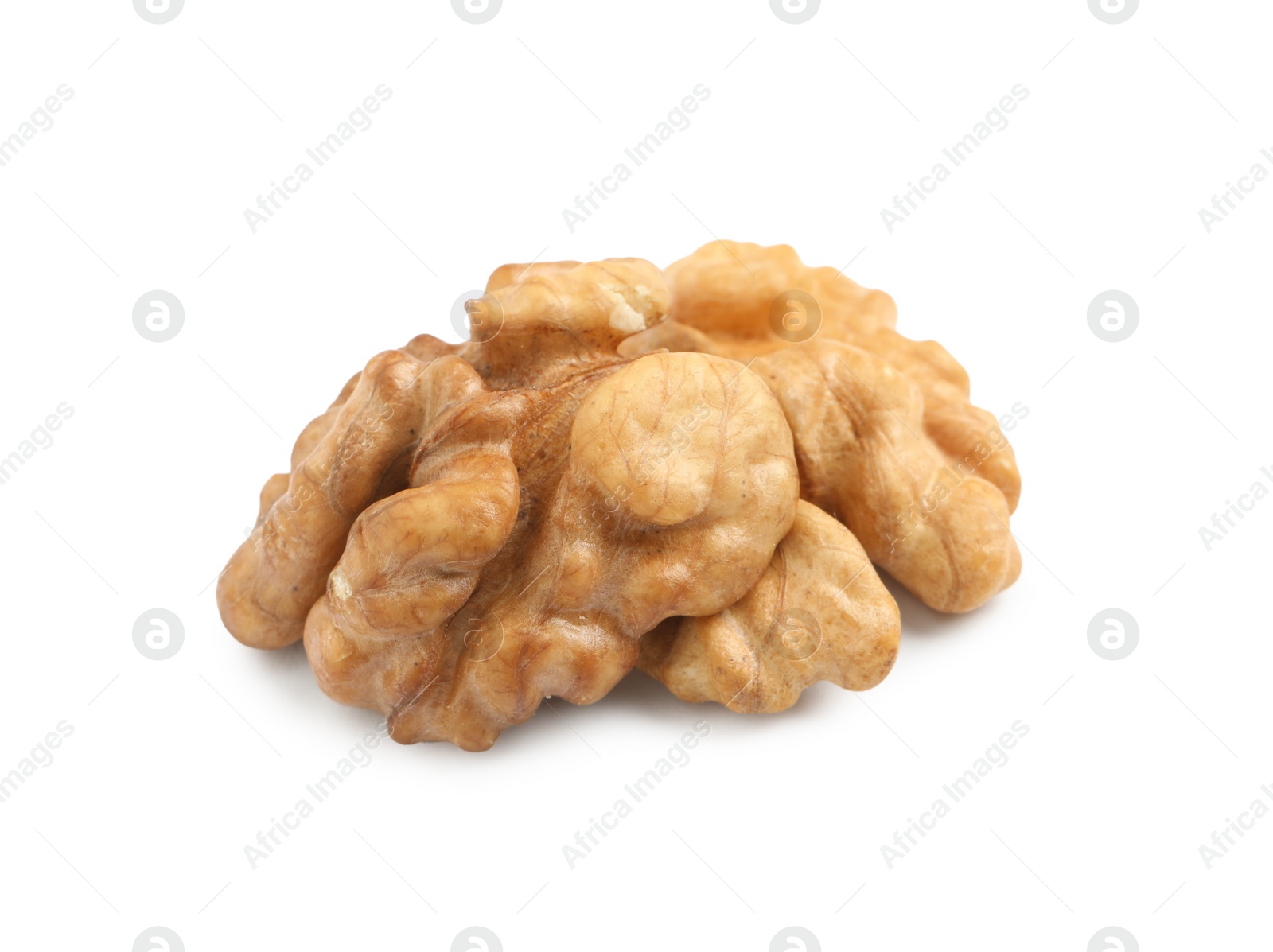 Half of ripe walnut isolated on white Photo of Half of ripe walnut isolated on white