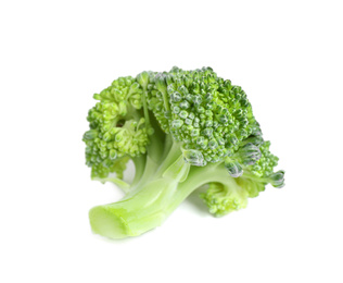 Photo of Fresh green raw broccoli on white background